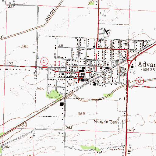 Topographic Map of City of Advance, MO