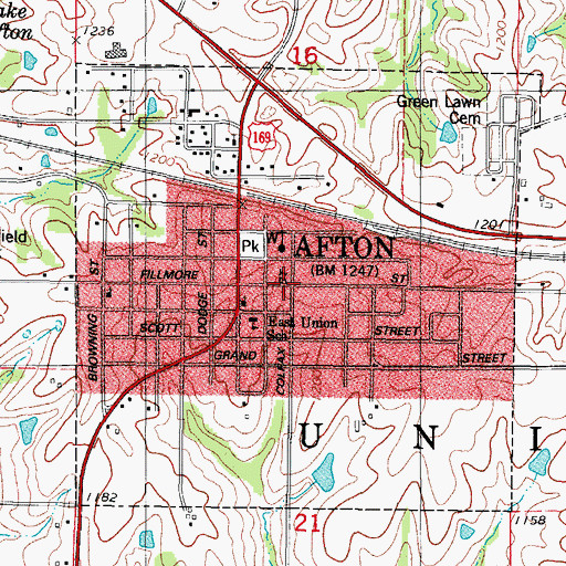 Topographic Map of City of Afton, IA