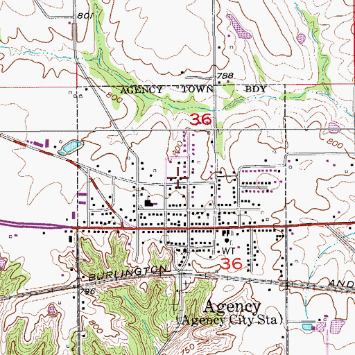Topographic Map of City of Agency, IA