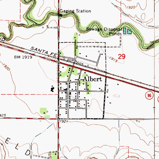 Topographic Map of City of Albert, KS