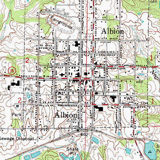 Topographic Map of City of Albion, IL