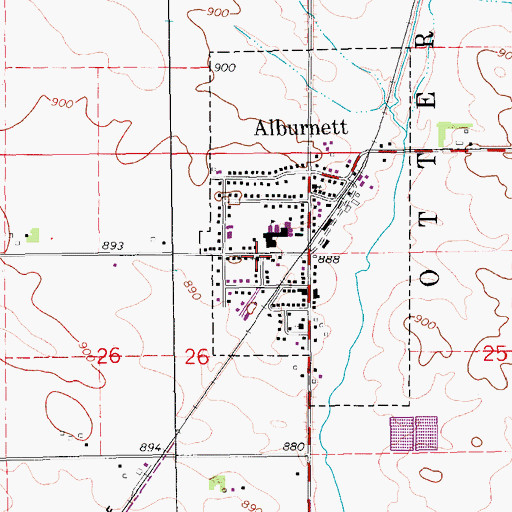 Topographic Map of City of Alburnett, IA