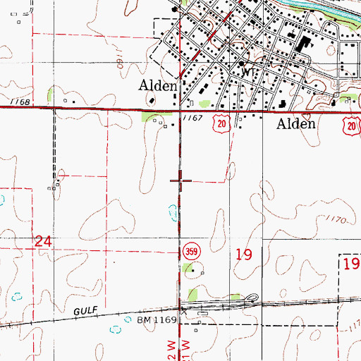 Topographic Map of City of Alden, IA