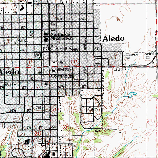 Topographic Map of City of Aledo, IL