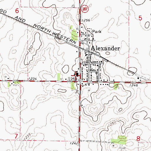 Topographic Map of City of Alexander, IA