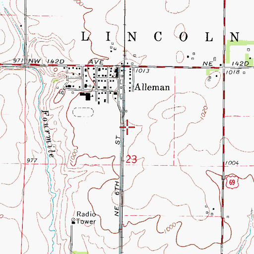 Topographic Map of City of Alleman, IA