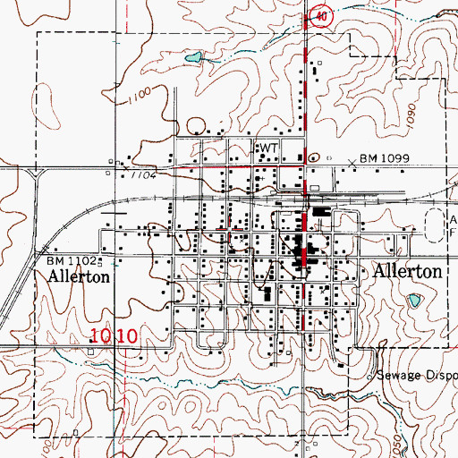 Topographic Map of City of Allerton, IA