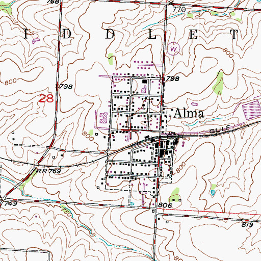 Topographic Map of City of Alma, MO