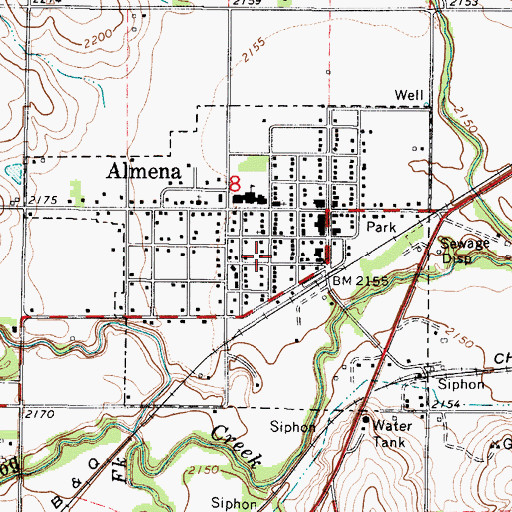 Topographic Map of City of Almena, KS