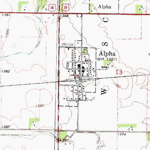 Topographic Map of City of Alpha, MN