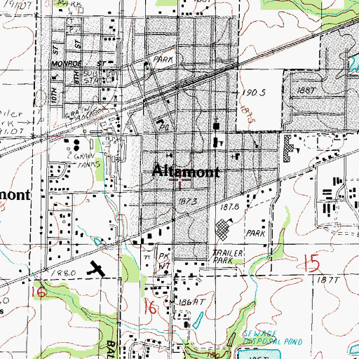 Topographic Map of City of Altamont, IL