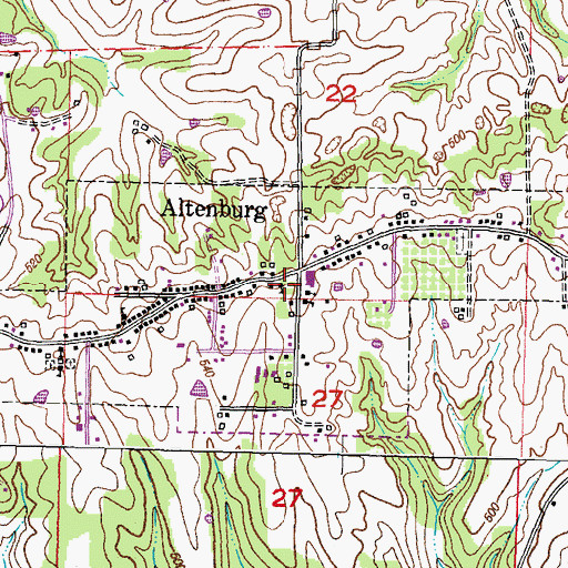Topographic Map of City of Altenburg, MO