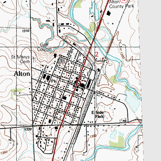 Topographic Map of City of Alton, IA