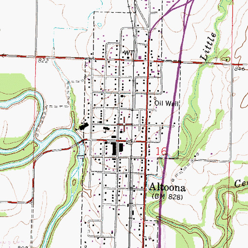 Topographic Map of City of Altoona, KS