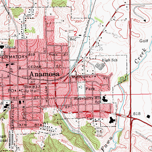 Topographic Map of City of Anamosa, IA