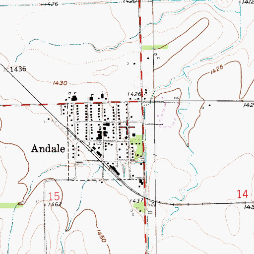 Topographic Map of City of Andale, KS