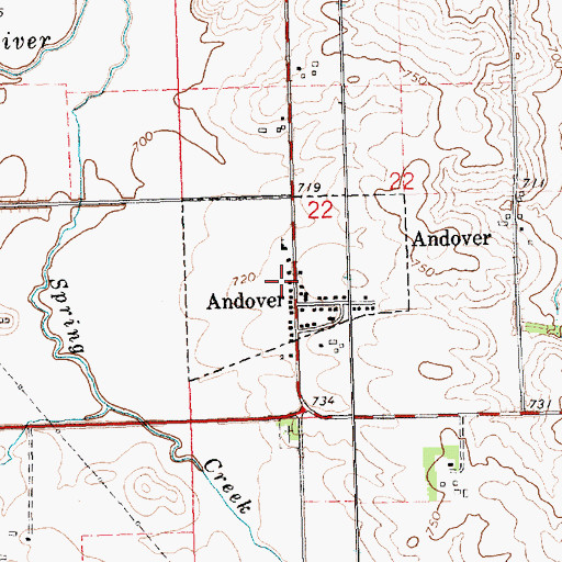 Topographic Map of City of Andover, IA
