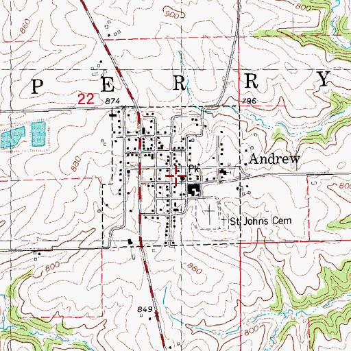Topographic Map of City of Andrew, IA