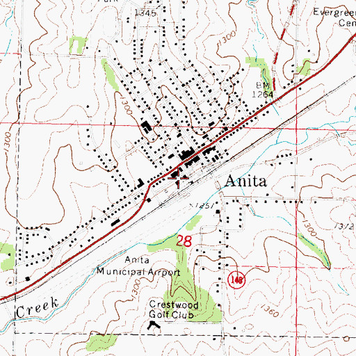 Topographic Map of City of Anita, IA