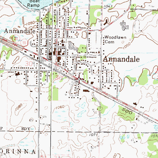 Topographic Map of City of Annandale, MN