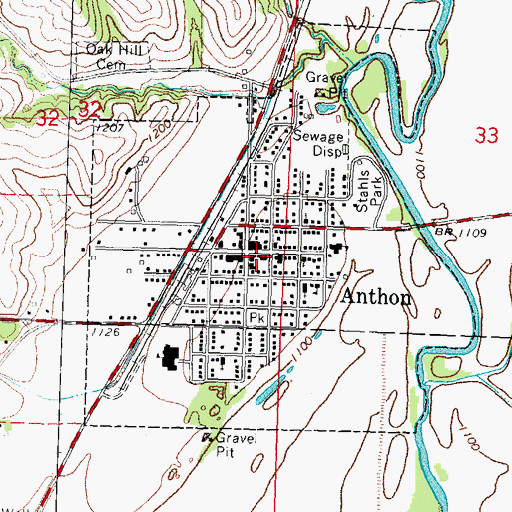 Topographic Map of City of Anthon, IA