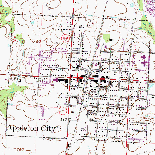 Topographic Map of City of Appleton City, MO