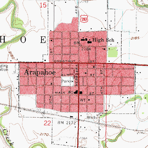 Topographic Map of City of Arapahoe, NE