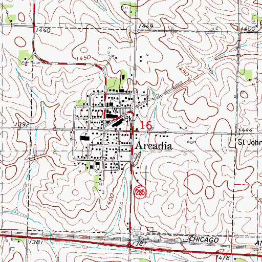 Topographic Map of City of Arcadia, IA