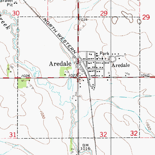 Topographic Map of City of Aredale, IA