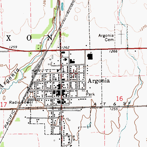 Topographic Map of City of Argonia, KS