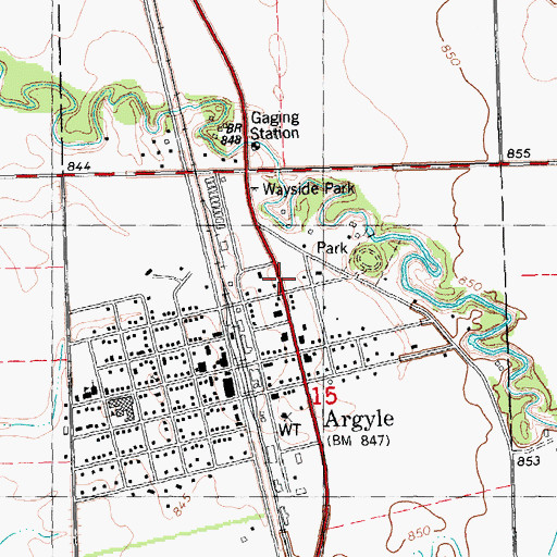 Topographic Map of City of Argyle, MN
