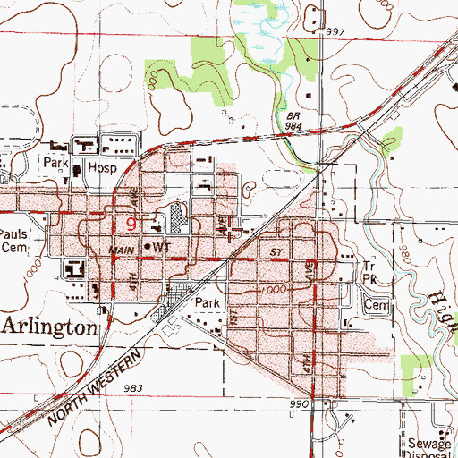 Topographic Map of City of Arlington, MN