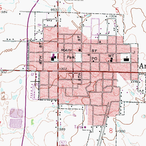 Topographic Map of City of Arma, KS