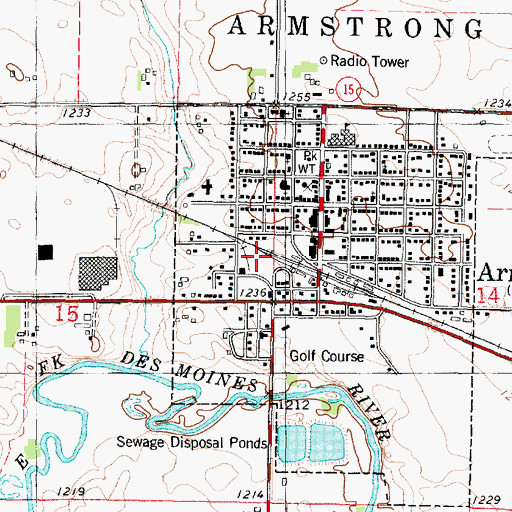 Topographic Map of City of Armstrong, IA