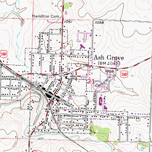 Topographic Map of City of Ash Grove, MO