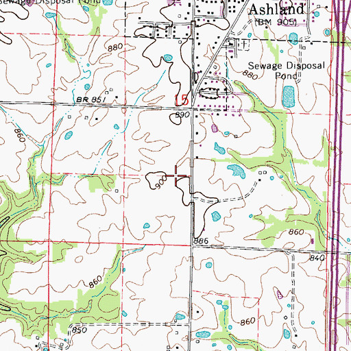 Topographic Map of City of Ashland, MO