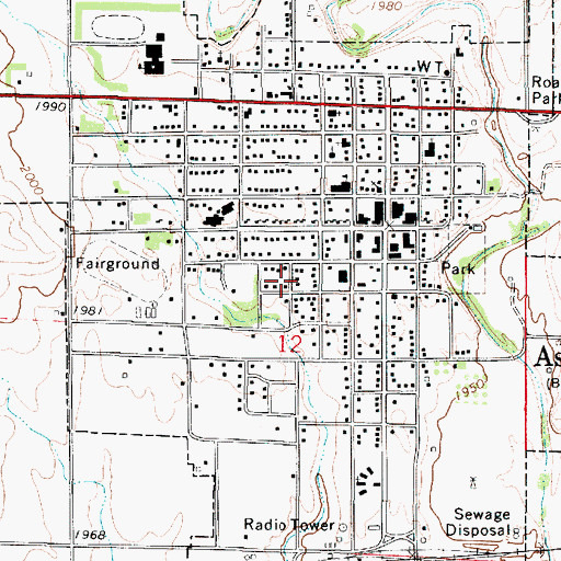 Topographic Map of City of Ashland, KS