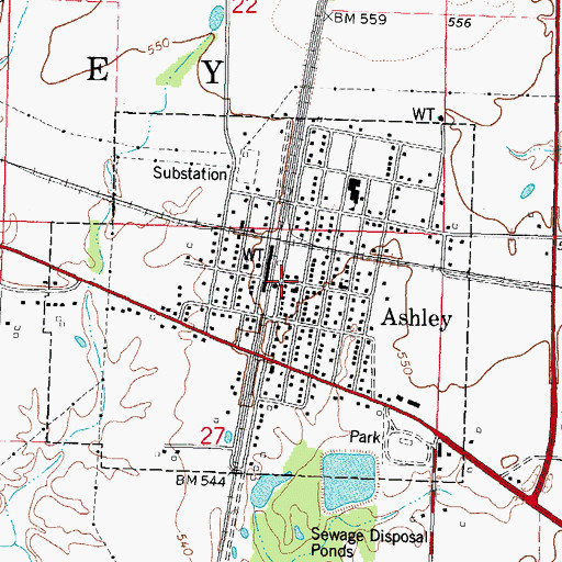 Topographic Map of City of Ashley, IL