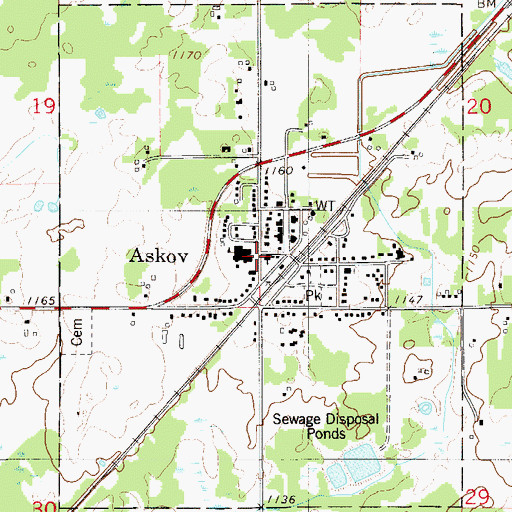 Topographic Map of City of Askov, MN