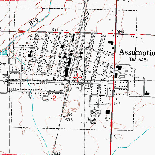 Topographic Map of City of Assumption, IL