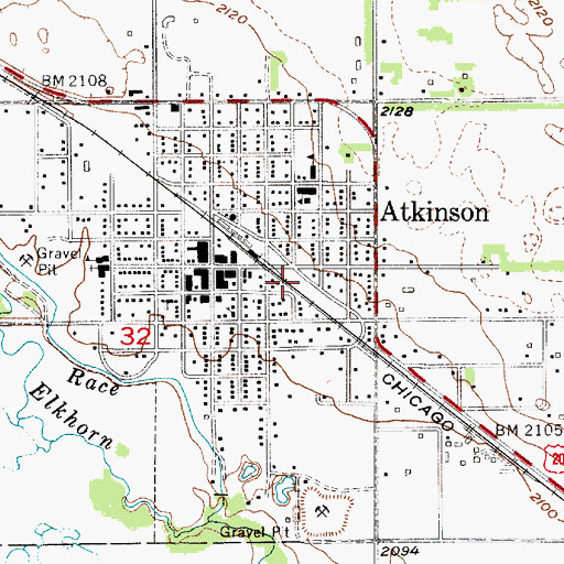 Topographic Map of City of Atkinson, NE