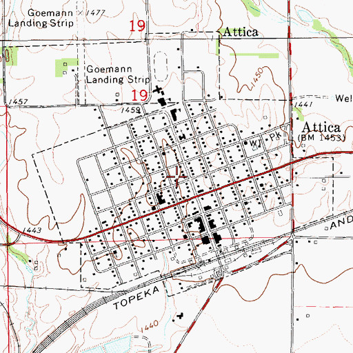 Topographic Map of City of Attica, KS