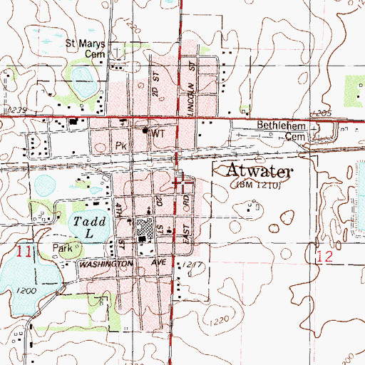 Topographic Map of City of Atwater, MN
