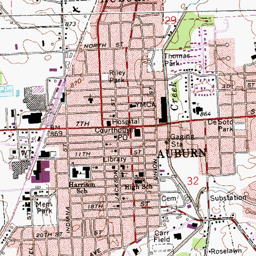Topographic Map of City of Auburn, IN