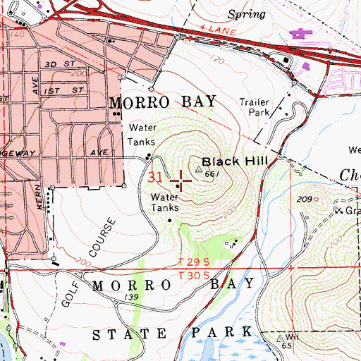 Topographic Map of Black Hill, CA