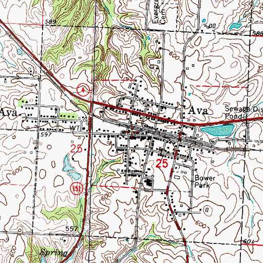 Topographic Map of City of Ava, IL