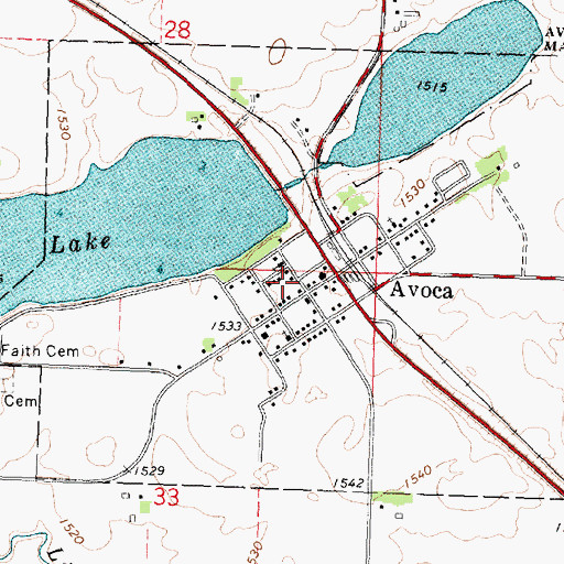 Topographic Map of City of Avoca, MN