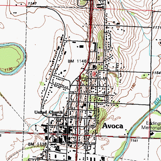 Topographic Map of City of Avoca, IA