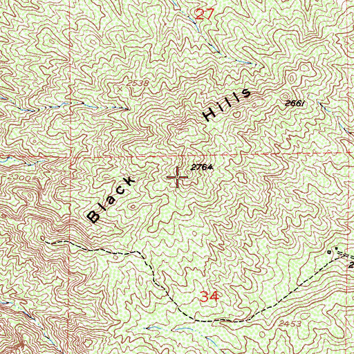 Topographic Map of Black Hills, CA