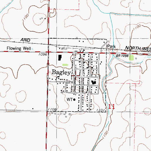 Topographic Map of City of Bagley, IA